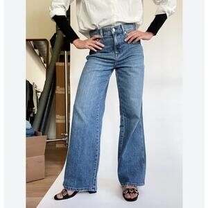 AYR The Top Floor Wide Leg Jeans Press Pass Medium Wash Blue 25S MSRP $245